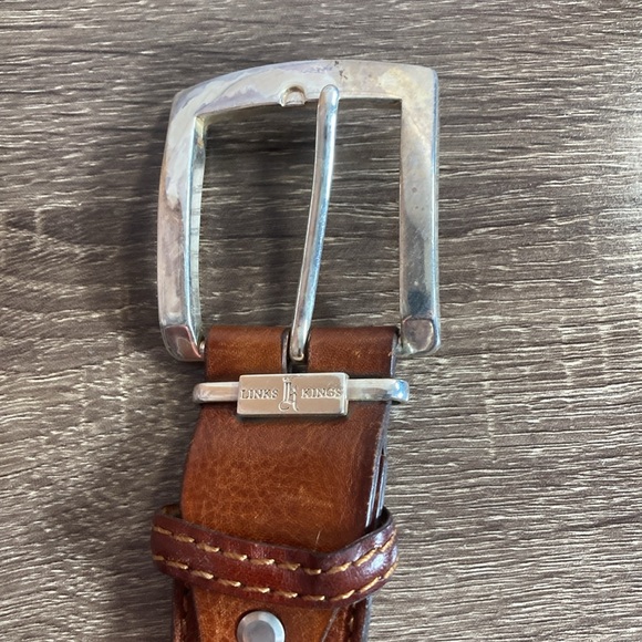 Mens Pre Owned Links & Kings Brown Italian Leather Golf Belt Size 40 - Picture 11 of 14